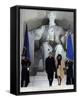 Barack Obama and His Wife Arrive at the Opening Inaugural Celebration at the Lincoln Memorial-null-Framed Stretched Canvas