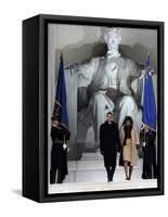 Barack Obama and His Wife Arrive at the Opening Inaugural Celebration at the Lincoln Memorial-null-Framed Stretched Canvas