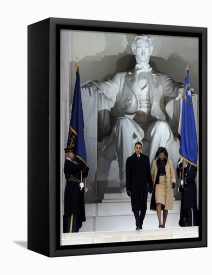 Barack Obama and His Wife Arrive at the Opening Inaugural Celebration at the Lincoln Memorial-null-Framed Stretched Canvas