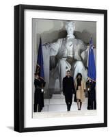 Barack Obama and His Wife Arrive at the Opening Inaugural Celebration at the Lincoln Memorial-null-Framed Photographic Print