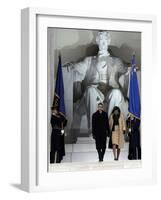 Barack Obama and His Wife Arrive at the Opening Inaugural Celebration at the Lincoln Memorial-null-Framed Photographic Print