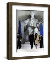 Barack Obama and His Wife Arrive at the Opening Inaugural Celebration at the Lincoln Memorial-null-Framed Photographic Print