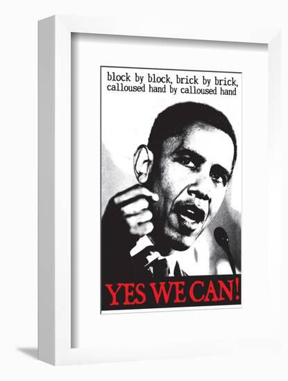 Barack Obama, Block By Block, Brick By Brick-null-Framed Premium Giclee Print