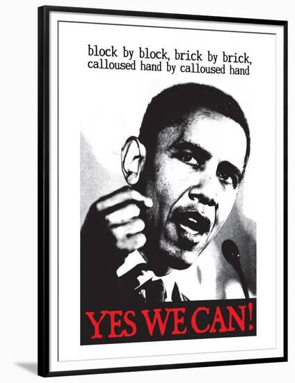 Barack Obama, Block By Block, Brick By Brick-null-Framed Premium Giclee Print