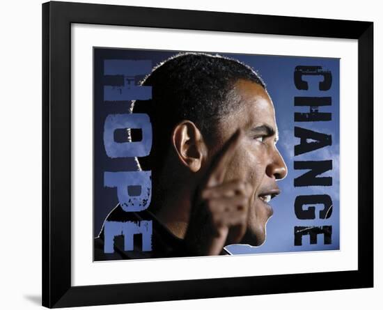 Barack Obama: Hope, Change-Celebrity Photography-Framed Art Print