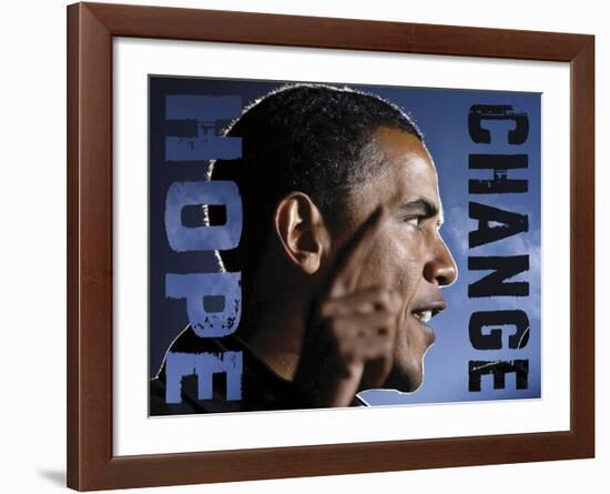 Barack Obama: Hope, Change-Celebrity Photography-Framed Art Print