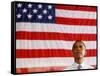 Barack Obama in front of US Flag, Flint, MI-null-Framed Stretched Canvas