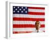 Barack Obama in front of US Flag, Flint, MI-null-Framed Photographic Print