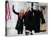 Barack Obama, Joe Biden and Their Wives Wave During the Inaugural Celebration at Lincoln Memorial-null-Stretched Canvas