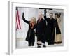 Barack Obama, Joe Biden and Their Wives Wave During the Inaugural Celebration at Lincoln Memorial-null-Framed Photographic Print