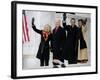 Barack Obama, Joe Biden and Their Wives Wave During the Inaugural Celebration at Lincoln Memorial-null-Framed Photographic Print