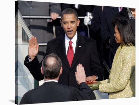 Barack Obama Sworn in by Chief Justice Roberts as 44th President of the United States of America-null-Stretched Canvas