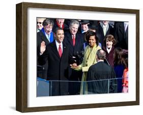 Barack Obama Sworn in by Chief Justice Roberts as 44th President of the United States of America-null-Framed Photographic Print