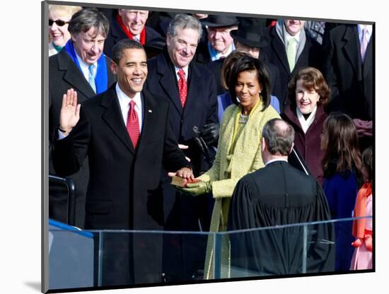 Barack Obama Sworn in by Chief Justice Roberts as 44th President of the United States of America-null-Mounted Photographic Print