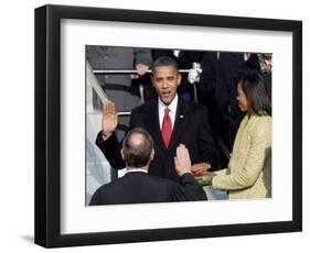 Barack Obama Sworn in by Chief Justice Roberts as 44th President of the United States of America-null-Framed Photographic Print