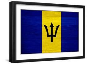 Barbados Flag Design with Wood Patterning - Flags of the World Series-Philippe Hugonnard-Framed Art Print