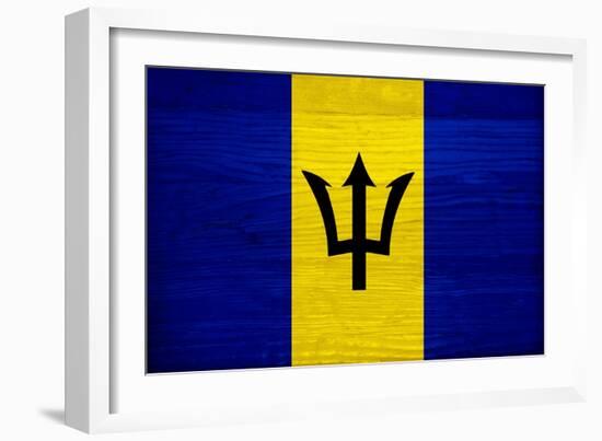 Barbados Flag Design with Wood Patterning - Flags of the World Series-Philippe Hugonnard-Framed Art Print