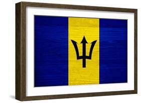 Barbados Flag Design with Wood Patterning - Flags of the World Series-Philippe Hugonnard-Framed Premium Giclee Print
