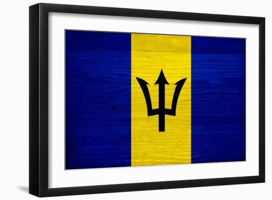 Barbados Flag Design with Wood Patterning - Flags of the World Series-Philippe Hugonnard-Framed Premium Giclee Print