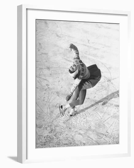 Barbara Ann Scott Making School Figures at the World Figure Skating Contest-Tony Linck-Framed Premium Photographic Print