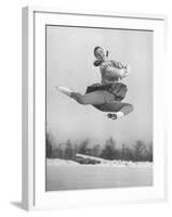 Barbara Ann Scott Smiling as She Leaps in Air on Skates at World Figure Skating Championship-Tony Linck-Framed Premium Photographic Print