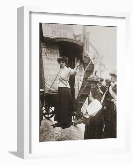 Barbara Ayrton, British suffragette, campaigning on the Votes for Women bus, October 1909-Unknown-Framed Photographic Print