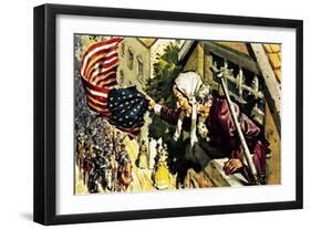 Barbara Frietchie Calling to General Sonewell Jackson During the American Civil War-McConnell-Framed Giclee Print