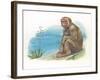 Barbary Macaque Macaca Sylvanus with a Young-null-Framed Giclee Print