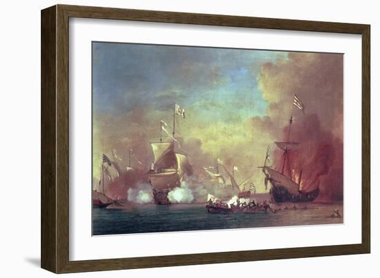 Barbary Pirates Attacking a Spanish Ship-Willem van de II Velde-Framed Giclee Print