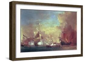 Barbary Pirates Attacking a Spanish Ship-Willem van de II Velde-Framed Giclee Print