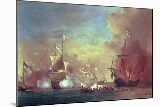 Barbary Pirates Attacking a Spanish Ship-Willem van de II Velde-Mounted Giclee Print