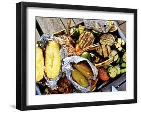 Barbecued Vegetables, Baked Potatoes, Lamb Chops on Barbecue Tray-Herbert Lehmann-Framed Photographic Print