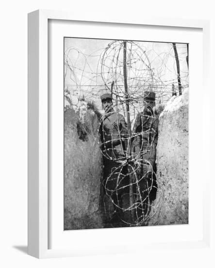 Barbed Wire Surrounding a French Trench, World War I, 1915-null-Framed Giclee Print