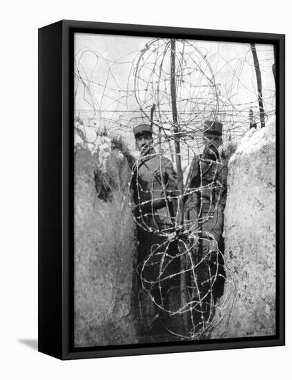 Barbed Wire Surrounding a French Trench, World War I, 1915-null-Framed Stretched Canvas