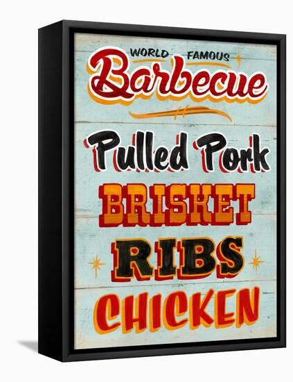 Barbeque Board Distressed-Retroplanet-Framed Stretched Canvas