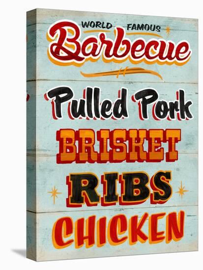 Barbeque Board Distressed-Retroplanet-Stretched Canvas