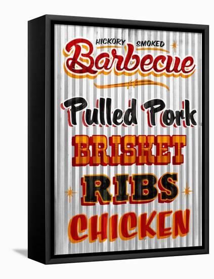 Barbeque Hickory Smoked Corregate Metal-Retroplanet-Framed Stretched Canvas
