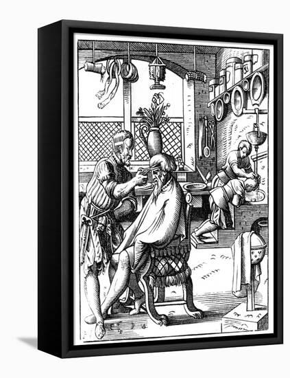 Barber, 16th Century-Jost Amman-Framed Stretched Canvas
