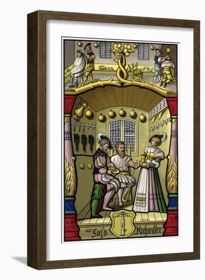 Barber and Wigmaker, 16th Century-H Moulin-Framed Giclee Print