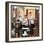 "Barber Getting Haircut," January 26, 1946-Stevan Dohanos-Framed Giclee Print