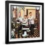 "Barber Getting Haircut," January 26, 1946-Stevan Dohanos-Framed Giclee Print