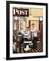 "Barber Getting Haircut," Saturday Evening Post Cover, January 26, 1946-Stevan Dohanos-Framed Giclee Print