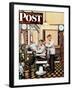 "Barber Getting Haircut," Saturday Evening Post Cover, January 26, 1946-Stevan Dohanos-Framed Giclee Print