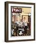 "Barber Getting Haircut," Saturday Evening Post Cover, January 26, 1946-Stevan Dohanos-Framed Giclee Print