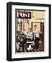 "Barber Getting Haircut," Saturday Evening Post Cover, January 26, 1946-Stevan Dohanos-Framed Giclee Print