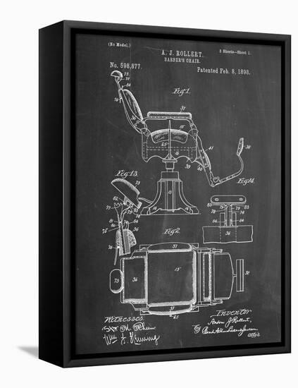 Barber's Chair Patent-null-Framed Stretched Canvas
