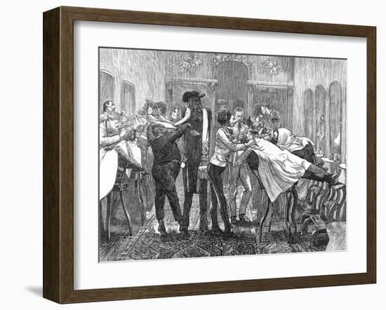 Barber's Saloon, New York, 1870-null-Framed Art Print