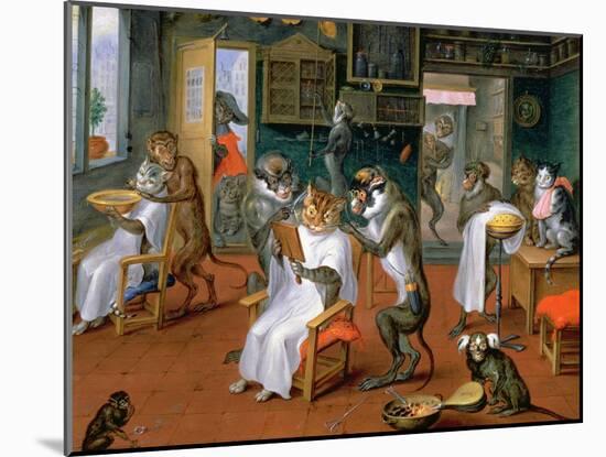 Barber's Shop with Monkeys and Cats-Abraham Teniers-Mounted Giclee Print