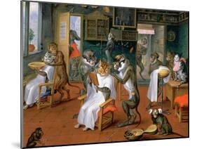 Barber's Shop with Monkeys and Cats-Abraham Teniers-Mounted Giclee Print