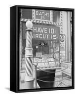 Barber Shop in the Bowery-null-Framed Stretched Canvas